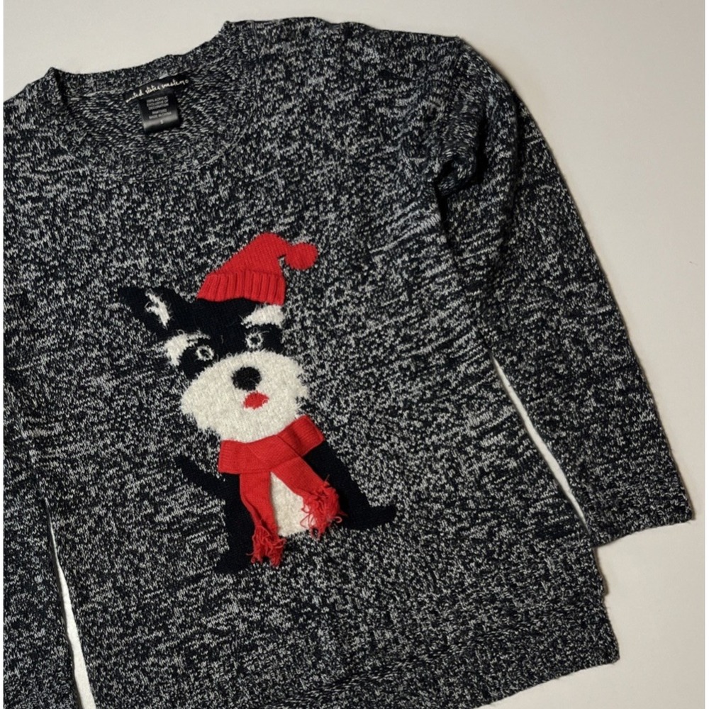 United States Sweaters Christmas Holiday Dog Sweater Marled Black White Small